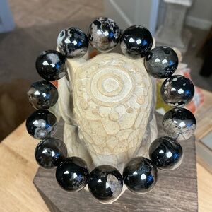 Black Flower Agate Chunky 15mm❤️